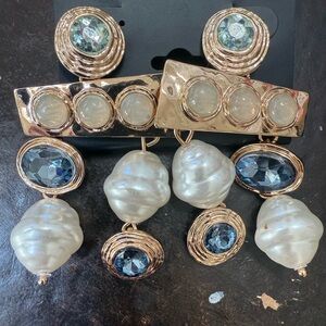 Chic Gold and Blue Statement Earrings